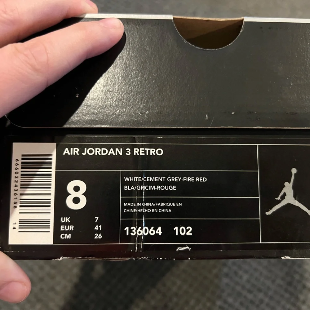 Rare Vintage 2003 - Air Jordan 3 Retro - White/Cement/Fire Red - Men’s 8 in box - Picture 4 of 8